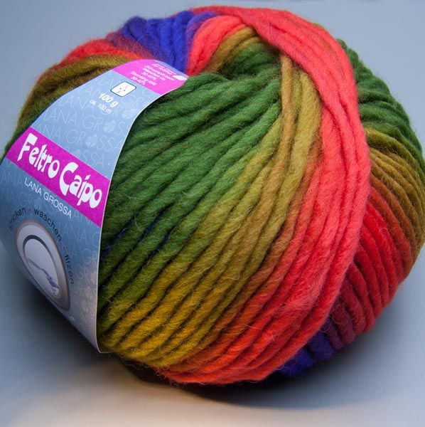 Lana Grossa Feltro Caipo 915 orange rainbow 100g Filzwolle