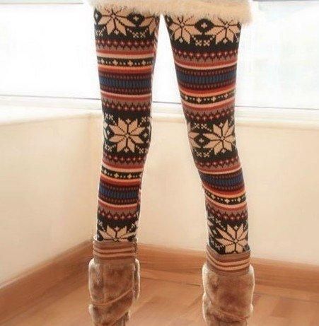 Warme Winterleggings Leggins Norweger Muster Leggings Strümpfe