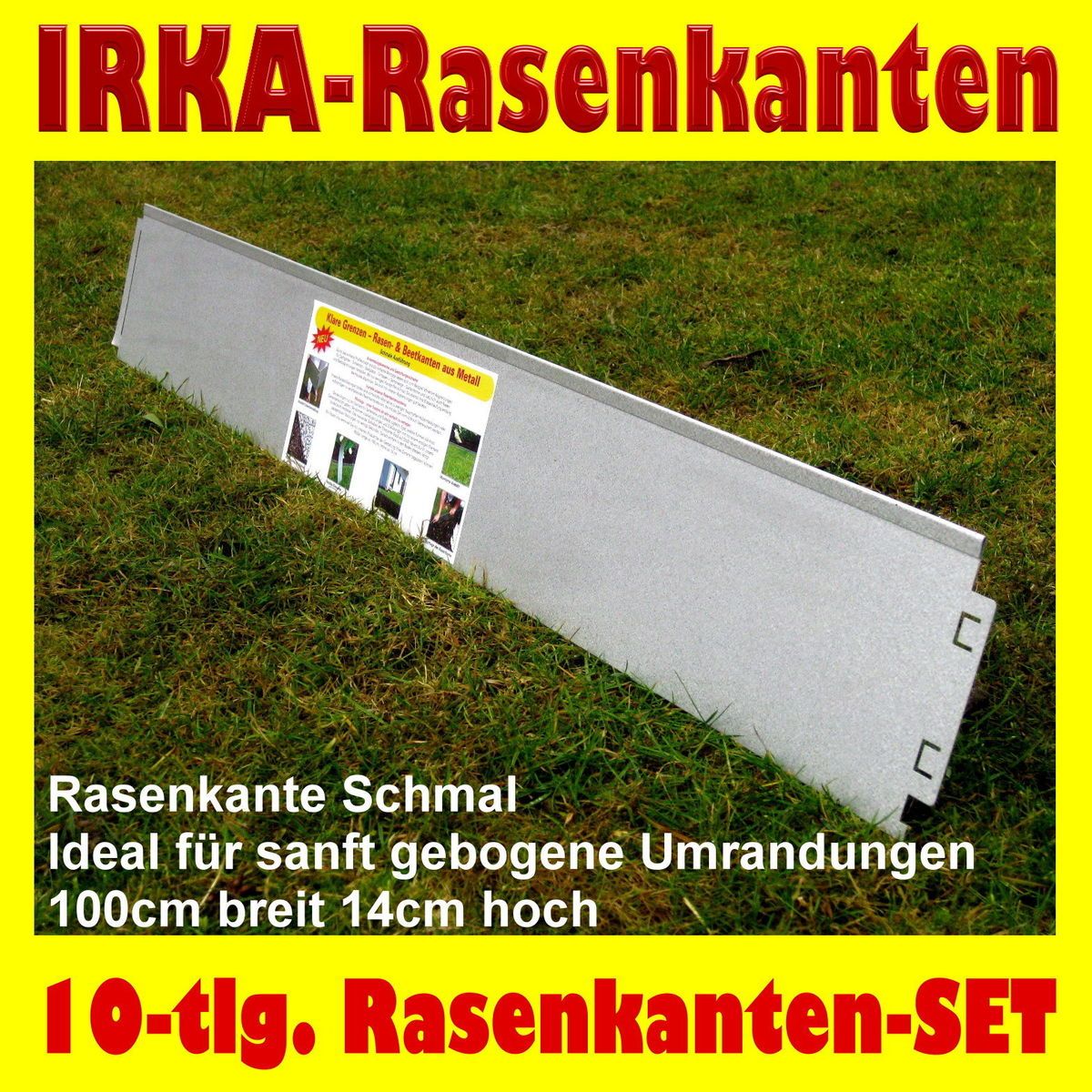 SET 10 Stück Rasenkanten Metall Aluminium Edelstahl TOP