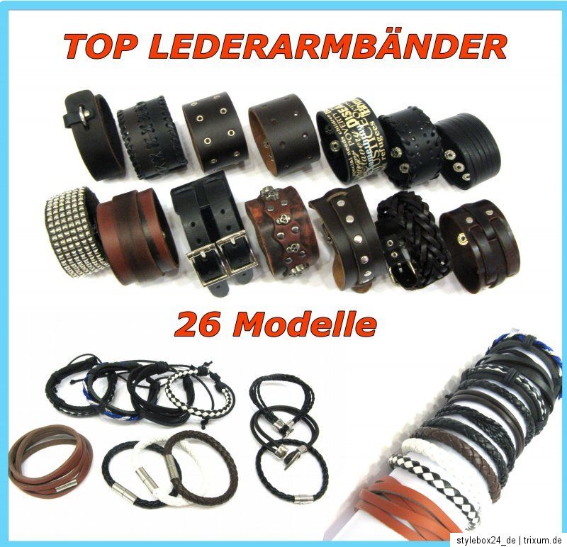 Lederarmband Herren Leder Armband Surferarmband schwarz braun