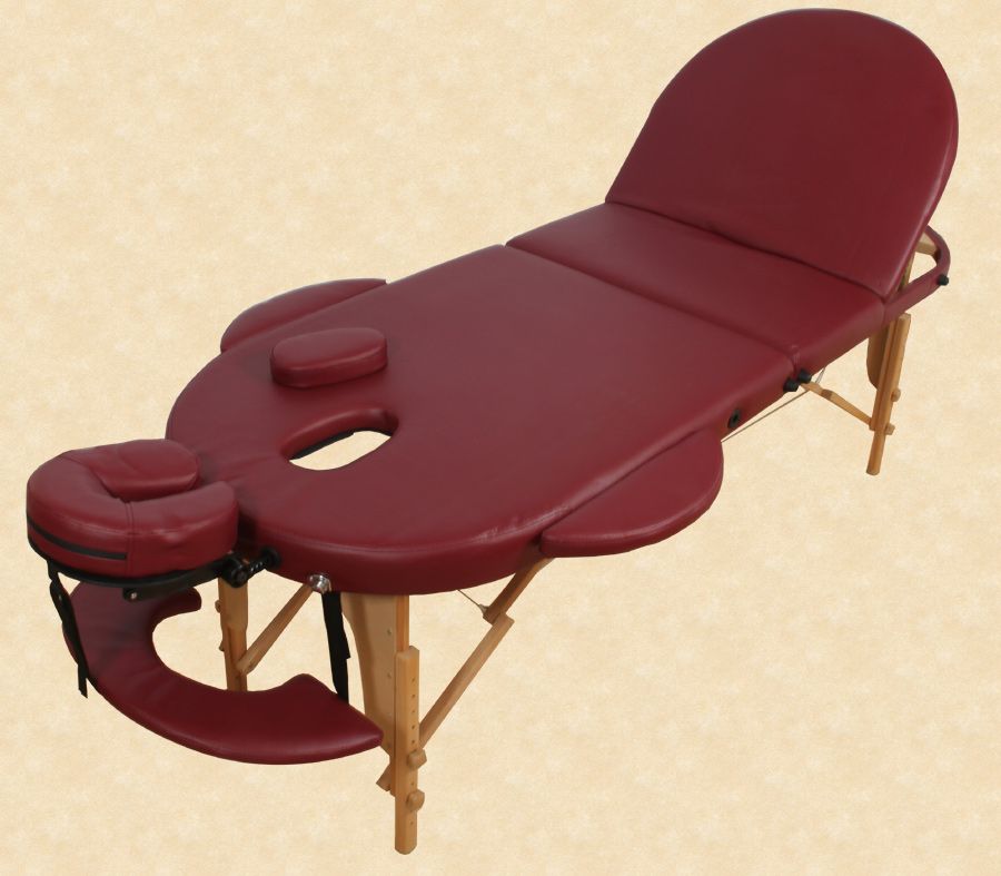 Reiki Massageliege Kingpower, 3 Zonen, Oval Rund, rot