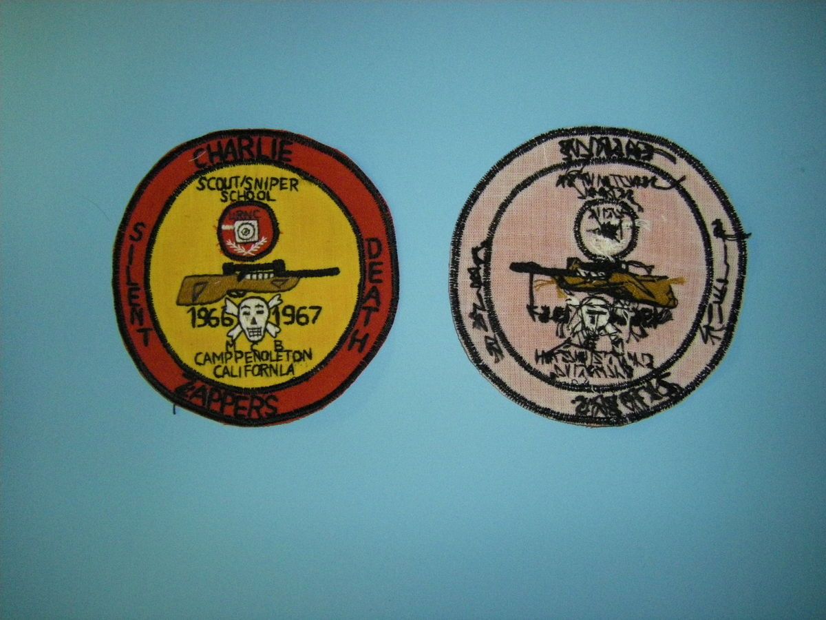 b0520 USMC Sniper Patch Silent Death Charlie Zapper 1966 67 Camp