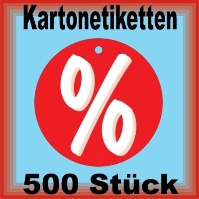 500 Kartonetiketten rund 50mm beidseitig bedruckt % Aktionsetiketten