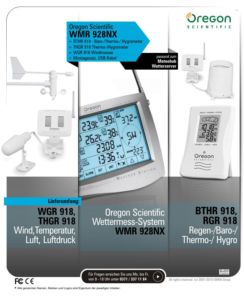 WMR 928NX Oregon Scientific Funk Wetterstation,WMR928NX