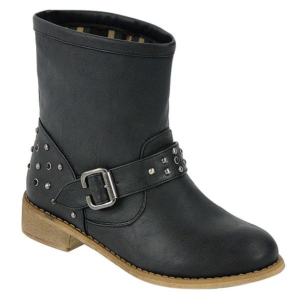 Damen Stiefelette Biker Boots 94614 Schuhe Nieten 36 41