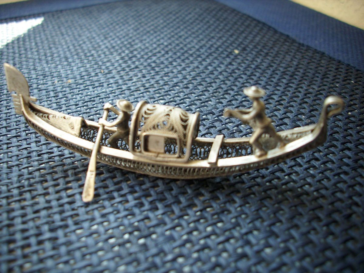 SILBER 800 Miniatur FILIGRAN Gondel Boot VENEDIG