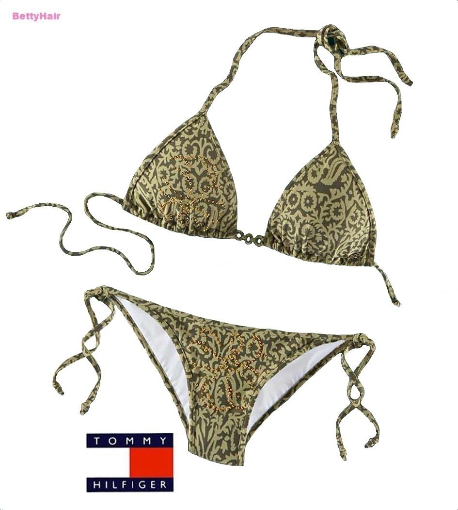 MARKEN BIKINI MIT PERLEN OLIV TOMMY HILFIGER SWIM Gr. 34 Gr.36